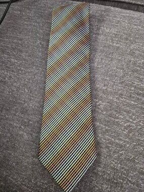 Kolte Italy Mens Striped Silk Tie In Multicolor Diagonal Pattern 3.5 Inches
